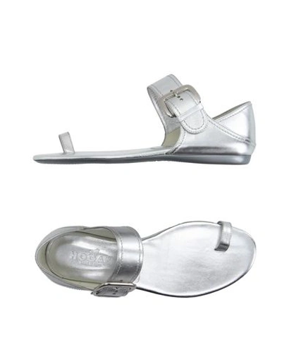 Hogan Toe Strap Sandals In Silver