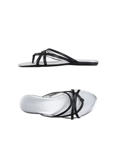Shop Hogan Toe Strap Sandals In Black