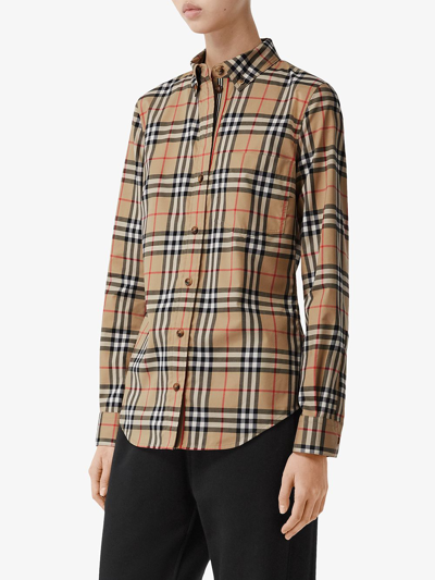 Shop Burberry Camicia Vintage Check In Beige