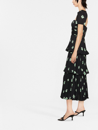 Vintage Pansy Print Midi Dress