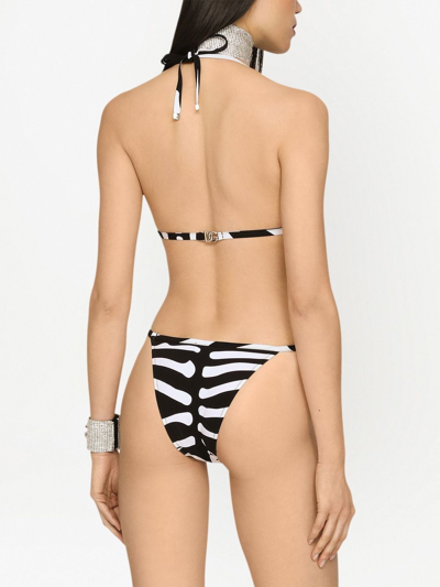 Shop Dolce & Gabbana Bikini Triangolo Con Logo Dg In White