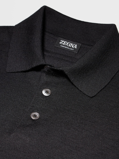 Shop Zegna Polo In Cashseta Light In Black
