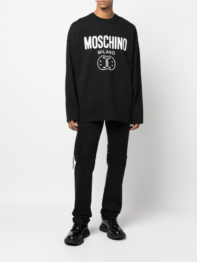 Shop Moschino T-shirt Double Smiley In Black