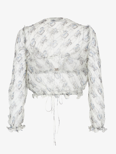 Shop Fendi Camicia  Olock Chain In White