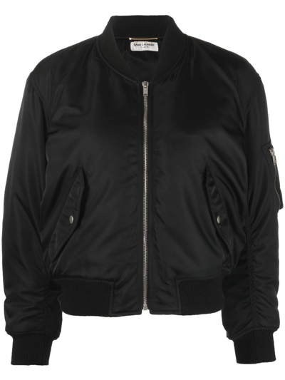 Shop Saint Laurent Bomber Corto In Black