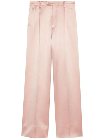 Gucci Pantalone Taglio Dritto In Raso In Pink | ModeSens
