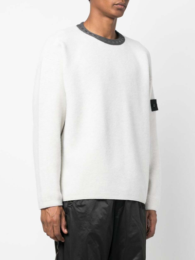 Stone Island Shadow Project Chalk White Wool Crew Neck Sweater
