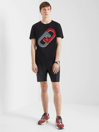 Fendi Graphic Logo Lock Printed T-shirt In Black | ModeSens