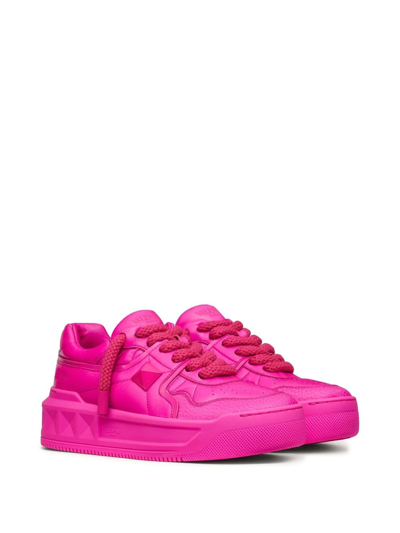 Shop Valentino One Stud Xl Sneakers In Fucsia