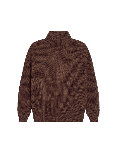 Shop Pangaia Recycled Cashmere Funnel-neck Sweater In Chestnut Brown