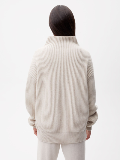 Shop Pangaia Recycled Cashmere Funnel-neck Sweater — Oatmeal Xl