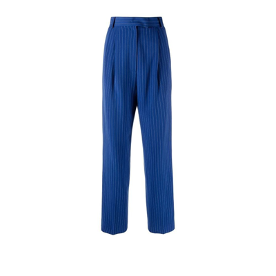 Shop The Frankie Shop Bea Pinstripe Straight-leg Trousers - Women's - Fabric In Blue