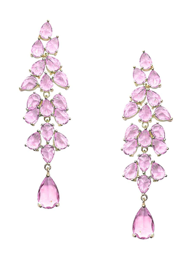 Shop Eye Candy La Women's Alice 18k Goldplated & Cubic Zirconia Earrings In Pink