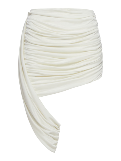 Shop Adamo High-waiste Asymmetric Draped Mini Skirt In White