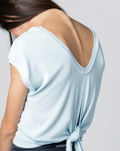 Shop Repetto Short Sleeves Top To Tie In Porcelain Blue