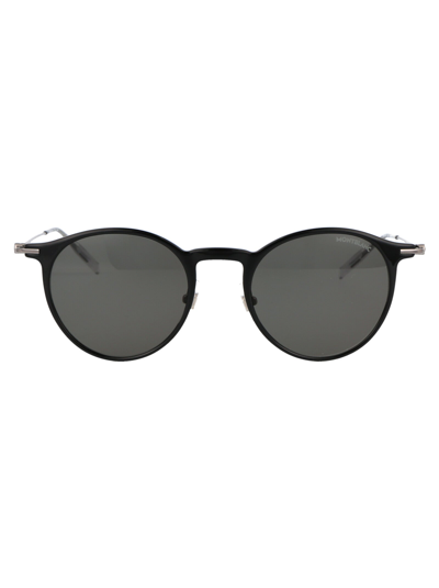 Shop Montblanc Sunglasses In 005 Black Ruthenium Grey