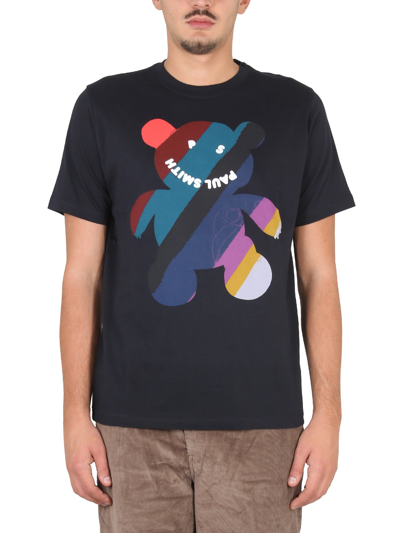 Shop Ps By Paul Smith Teddy Print T-shirt In Blu