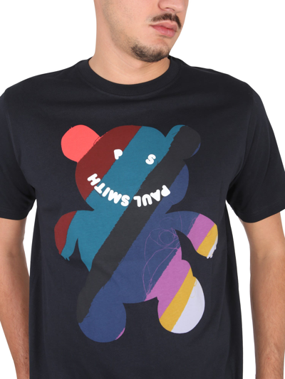 Shop Ps By Paul Smith Teddy Print T-shirt In Blu