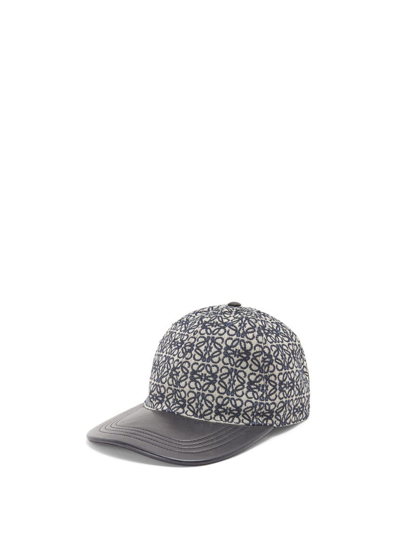 Shop Loewe Hat With Logo In Navy Black