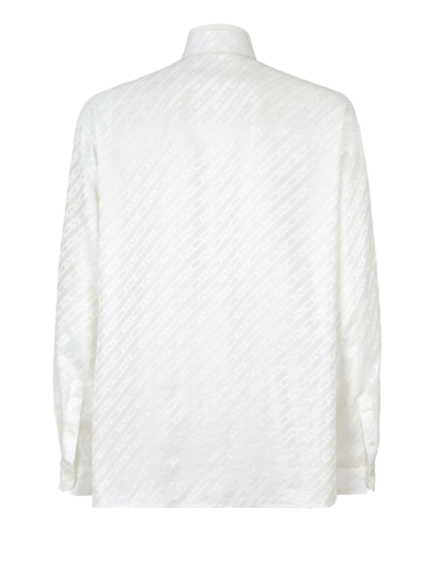 Shop Fendi Cotton Shirt With All-over Jacquard Motif In White