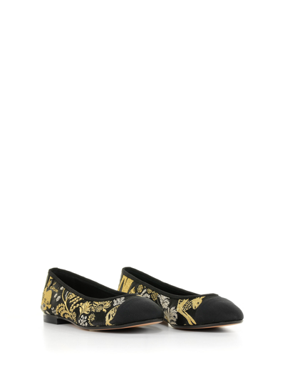 Shop Lanvin Ballerina Shoes With Contrast Details In Gold