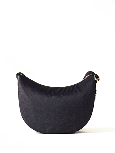 Shop Borbonese Luna Bag Medium With Pocket In Dark Black