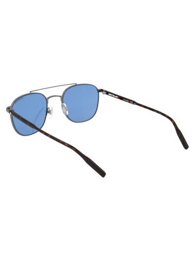 Shop Montblanc Mb0114s Sunglasses In 002 Ruthenium Havana Blue