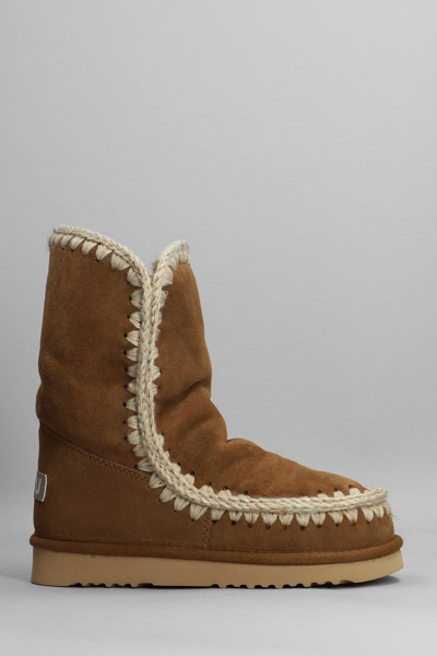 Shop Mou Eskimo 24 Low Heels Ankle Boots In Leather Color Suede