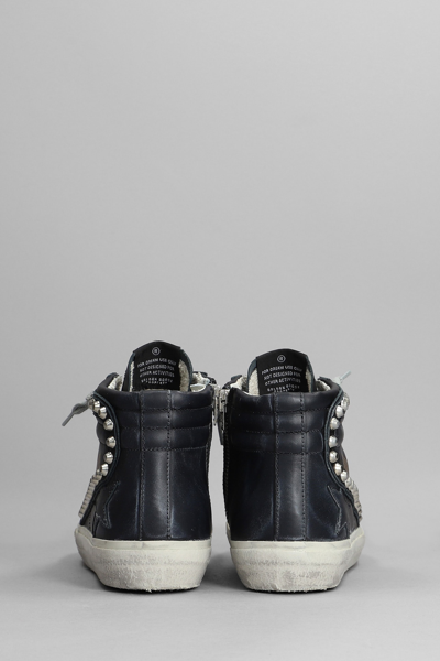 Shop Golden Goose Slide Sneakers In Black Leather
