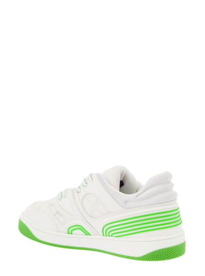 Gucci Green Basket Sneakers In White