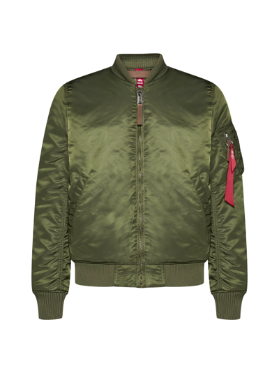 Alpha Industries Ma-1 Vf 59 Long Bomber Jacket Dark Green Nylon Bomber Jacket In Dk Green