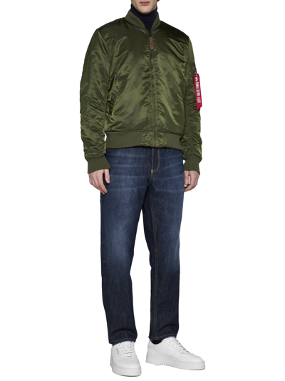 Alpha Industries Ma-1 Vf 59 Long Bomber Jacket Dark Green Nylon Bomber Jacket In Dk Green