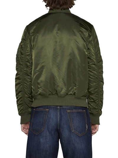 Alpha Industries Ma-1 Vf 59 Long Bomber Jacket Dark Green Nylon Bomber Jacket In Dk Green