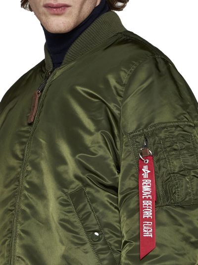 Alpha Industries Ma-1 Vf 59 Long Bomber Jacket Dark Green Nylon Bomber Jacket In Dk Green