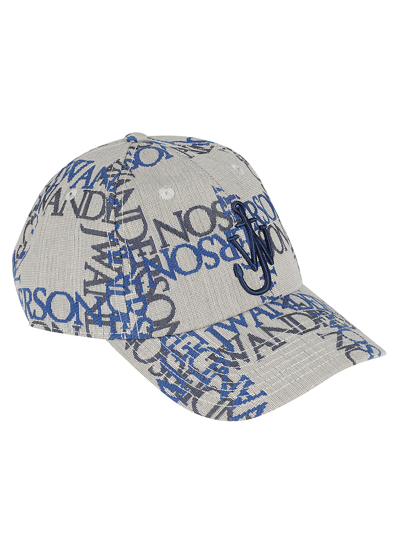 Shop Jw Anderson Logo Monogram Cap In Off-white/blue