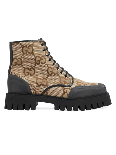 Shop Gucci Maxi Gg Lace-up Combat Boots