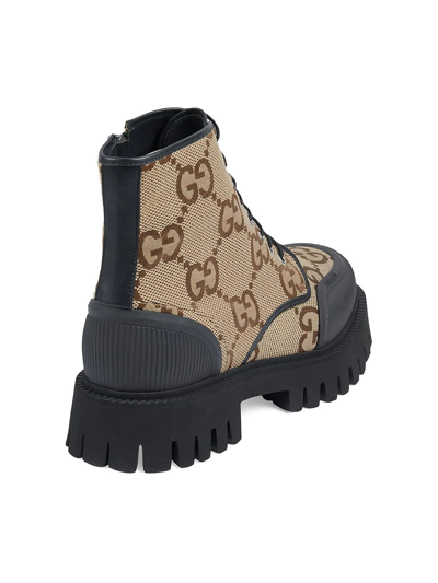 Shop Gucci Maxi Gg Lace-up Combat Boots