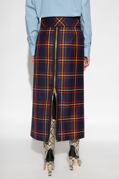 Shop Gucci Tartan Wool Skirt