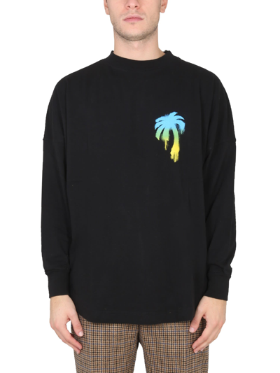 Shop Palm Angels Long-sleeved T-shirt In Nero