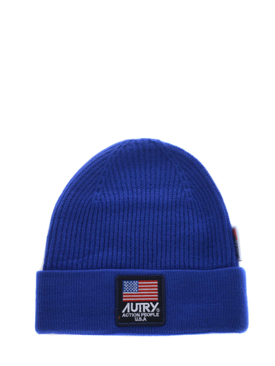 Shop Autry Ribbed Hat  In Blu Elettrico
