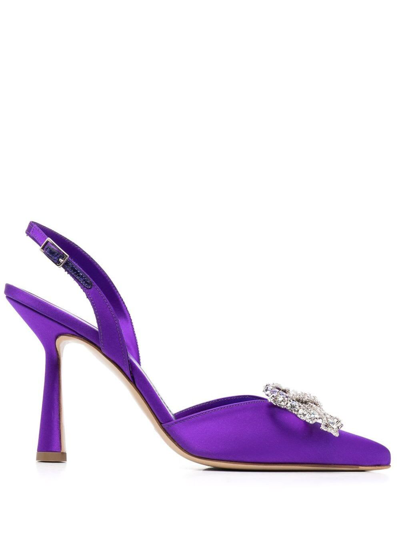 Shop Aldo Castagna Adele Purple Slingback With Swarovski Bow Detal In Suede Woman  In Violet