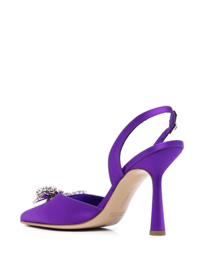 Shop Aldo Castagna Adele Purple Slingback With Swarovski Bow Detal In Suede Woman  In Violet