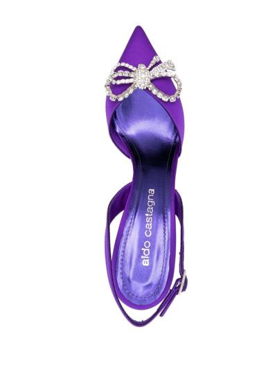 Shop Aldo Castagna Adele Purple Slingback With Swarovski Bow Detal In Suede Woman  In Violet