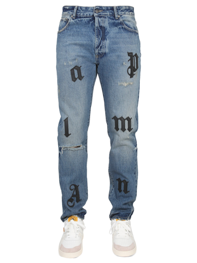 Palm Angels Regular Fit Jeans In Blue | ModeSens