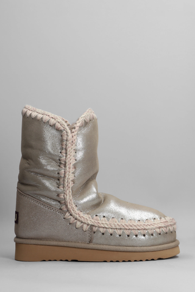 Shop Mou Eskimo 24 Low Heels Ankle Boots In Taupe Glitter