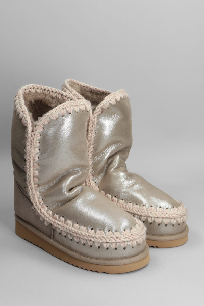 Shop Mou Eskimo 24 Low Heels Ankle Boots In Taupe Glitter