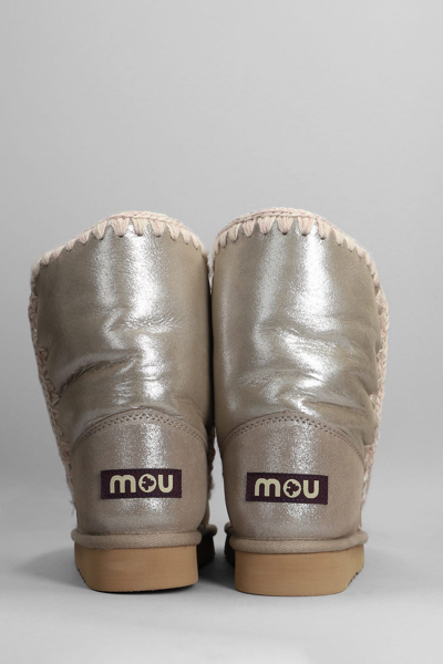 Shop Mou Eskimo 24 Low Heels Ankle Boots In Taupe Glitter