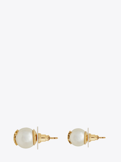 Shop Saint Laurent Ysl Pearl Earrings In Gold