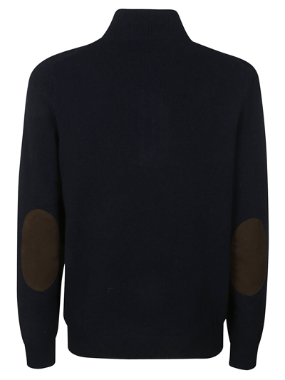 Barbour Patch Wool Quarter Zip Pullover In Navy