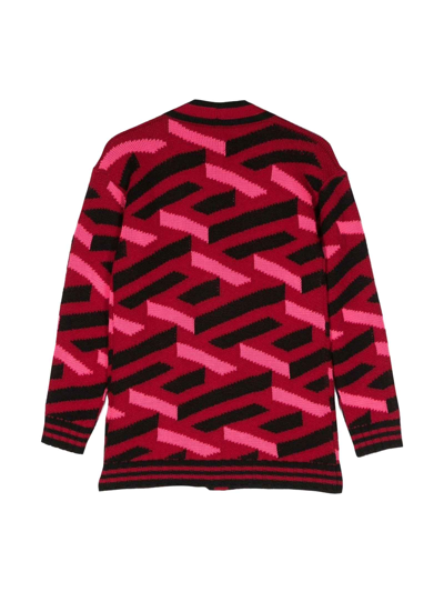 Shop Versace Red And Pink Cardigan Kids In Rosso/fucsia